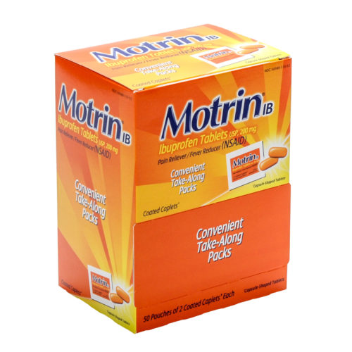 Motrin Ib Ibuprofen Pain Relief Caplets Industrial Packets 50x2
