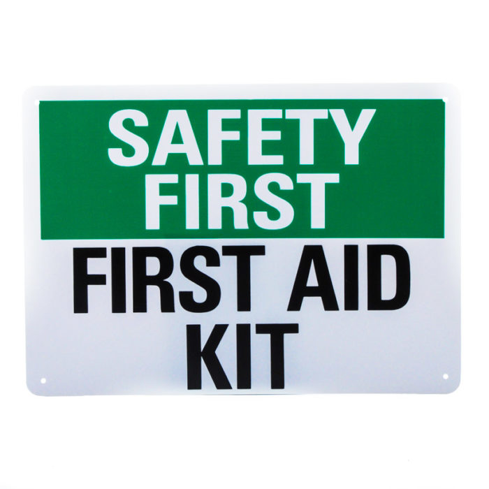 First Aid Safety Sign Plastic 10'' 14''