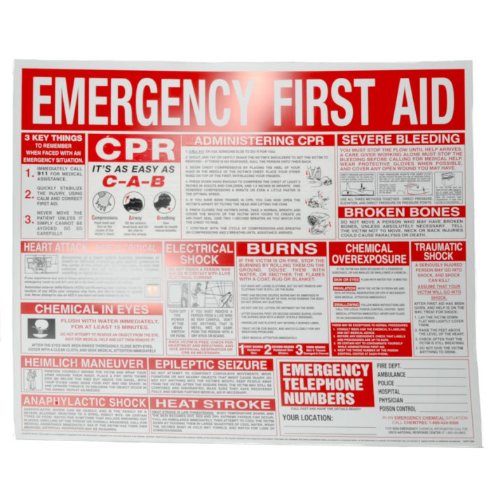 First Aid Employee Informational Wall Chart Poster 22'' X 26